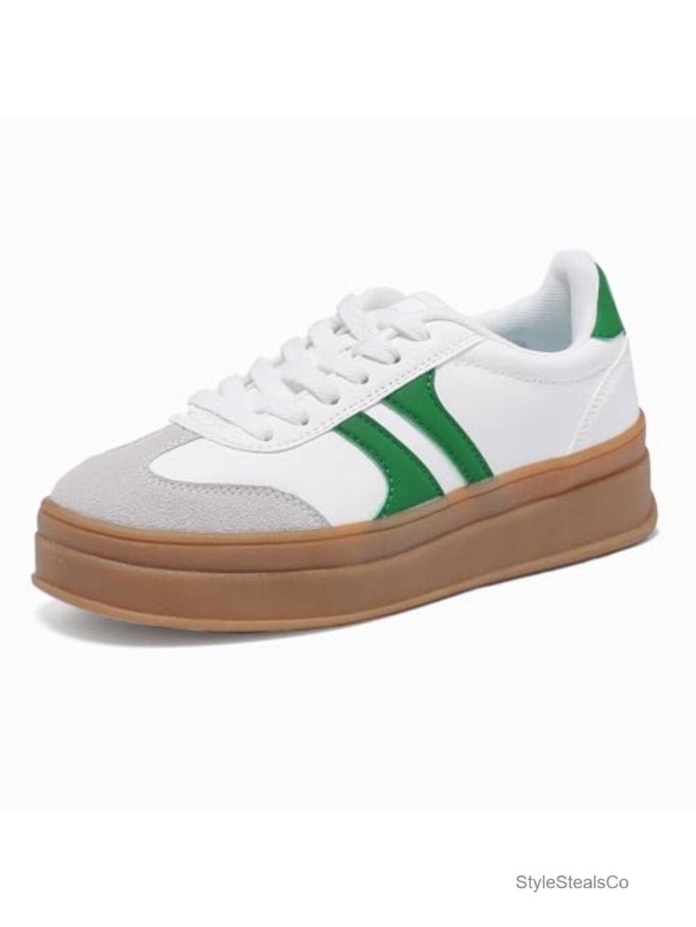 Women's Gum Sole Platform Fashion Sneakers - Anti-Slip Rubber, Lace-Up Comfort